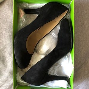 Black suede heels